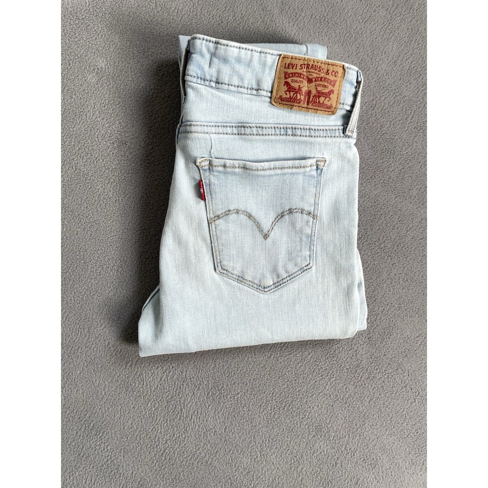 Levis 711 Skinny Jeans Womens Size 26 Light Wash 26x28 Raw Hem Ankle